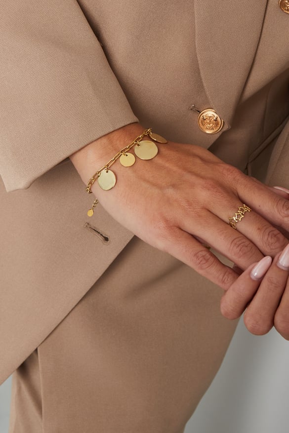 bracciale a maglie con cerchi - colore oro 2