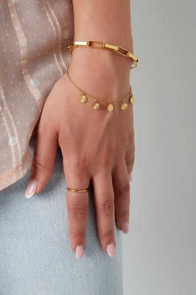 Armband rechteckige Glieder – Goldfarbe - Goldfarbefarbe h5 Bild3