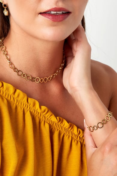 bracciale maglie piccole e grandi rotonde - colore oro h5 Immagine3