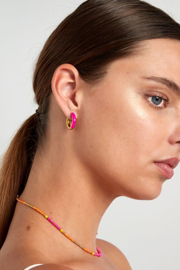 Creoles colored with stone - Gold color/blue