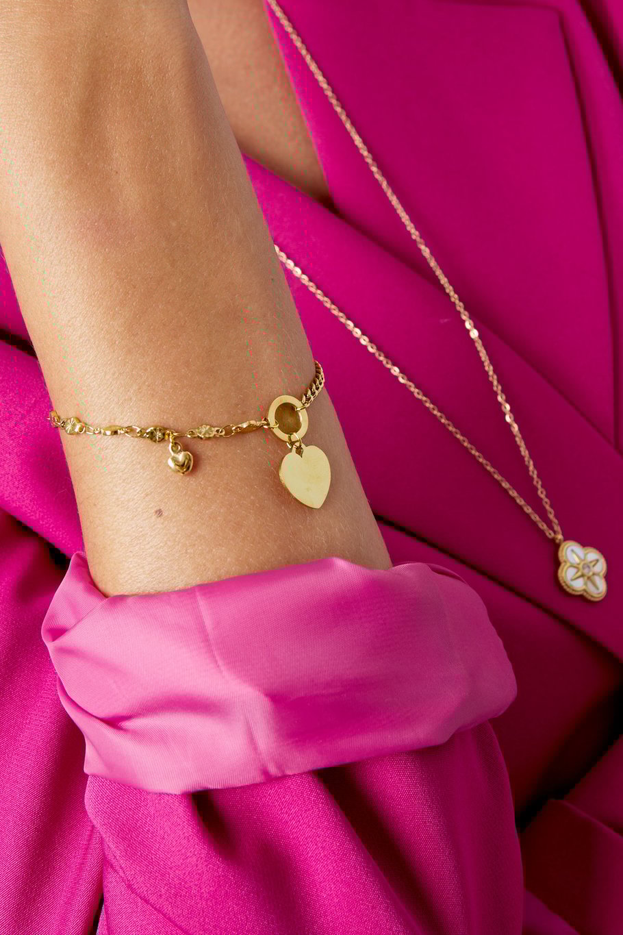 Pulsera eslabones con corazón - Color plata Imagen2