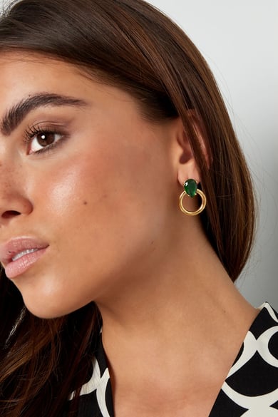Aros con perla - verde h5 Imagen2