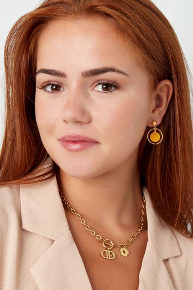 Statement-Ohrringe mit gelben Akzenten – Goldfarbe - Goldfarbefarbe h5 Bild2