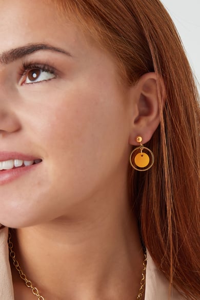 Statement-Ohrringe mit gelben Akzenten – Goldfarbe - Goldfarbefarbe h5 Bild3