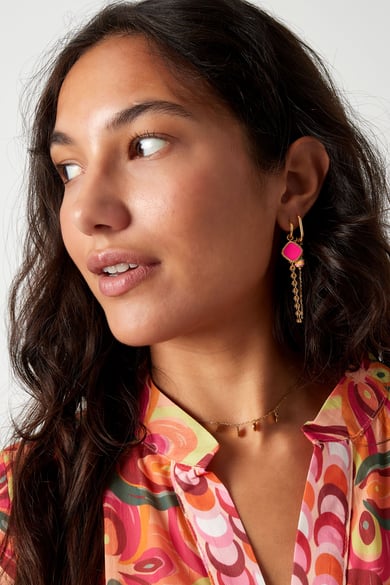 Ohrringe bunter Charme mit Jargon - Goldfarbe/Rosa h5 Bild2