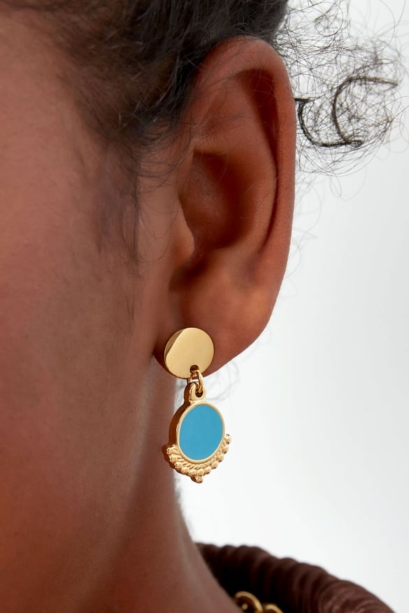 Ohrringe elegant mit Farbe - Goldfarbe/Weiß