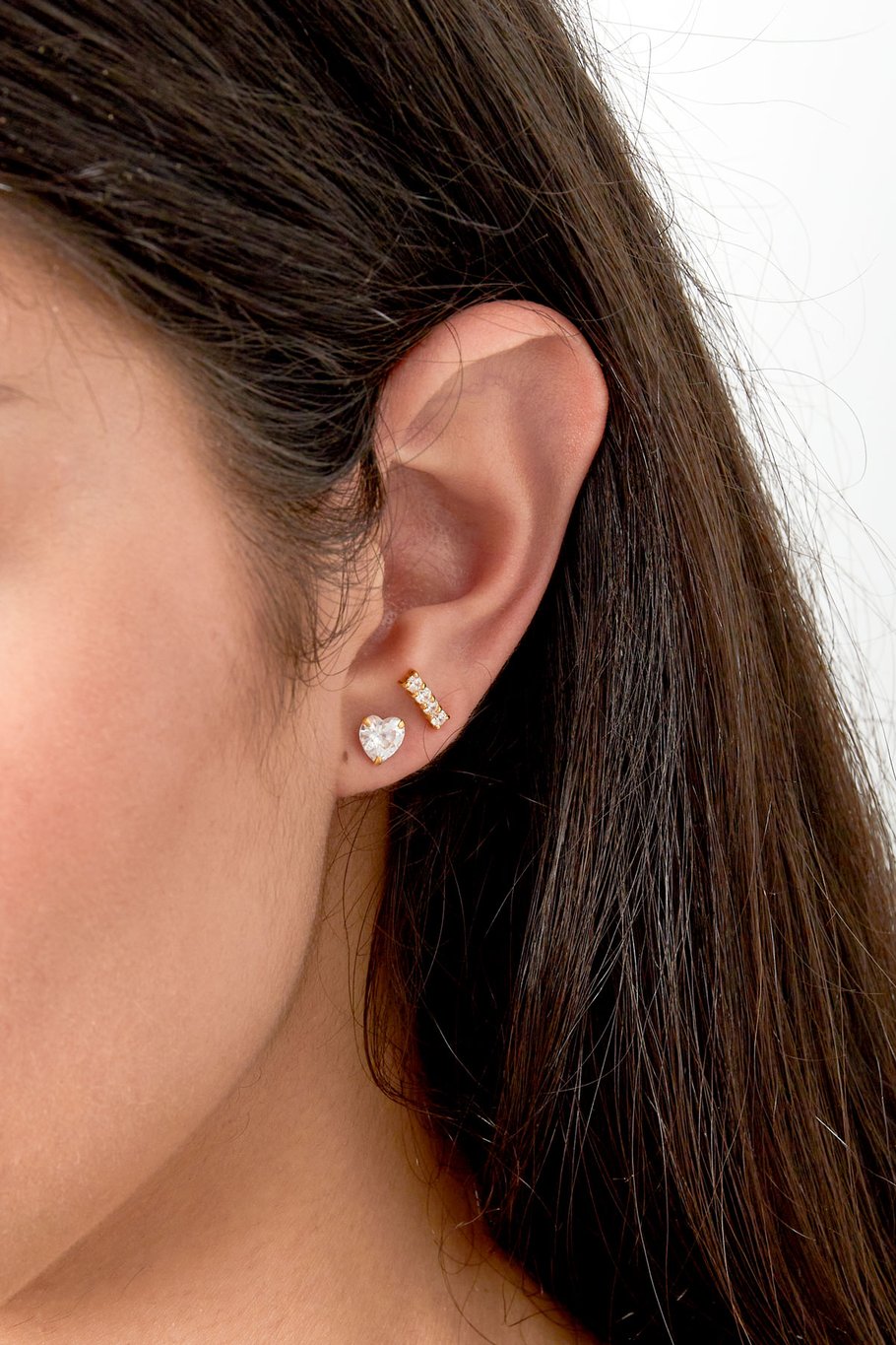 Pendientes botón corazón - plata 925 Imagen3
