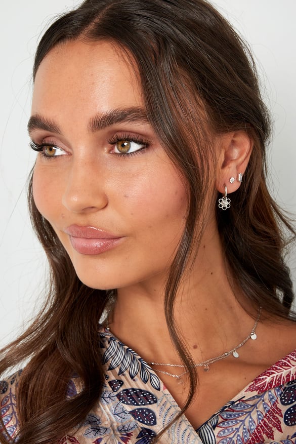 Earrings flower/rose charm - Silver Color color 2