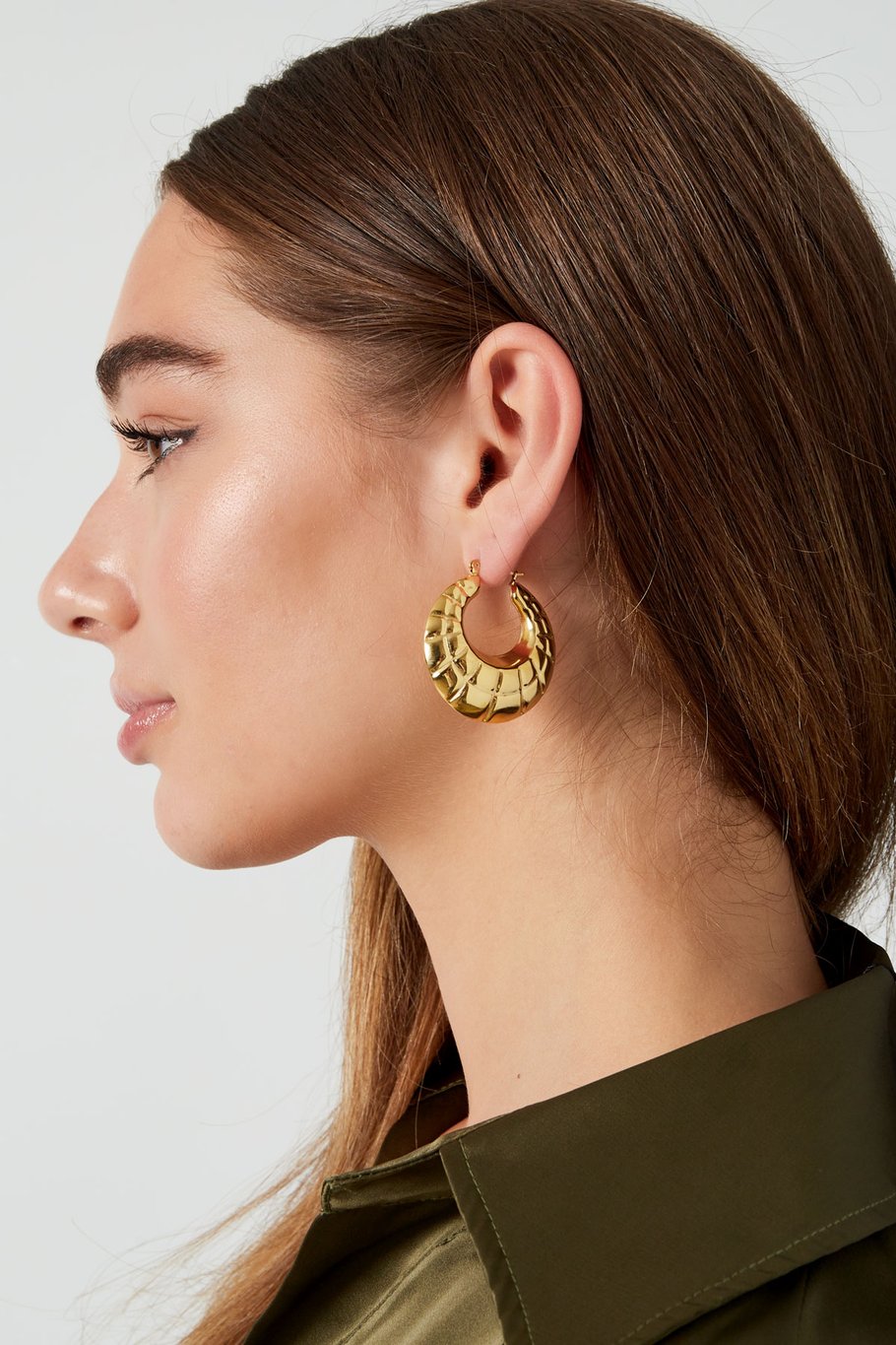 Earrings statement hoops cut out - Silver Color color Picture3