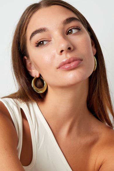 Earrings oval shiny - Silver Color color h5 Picture4