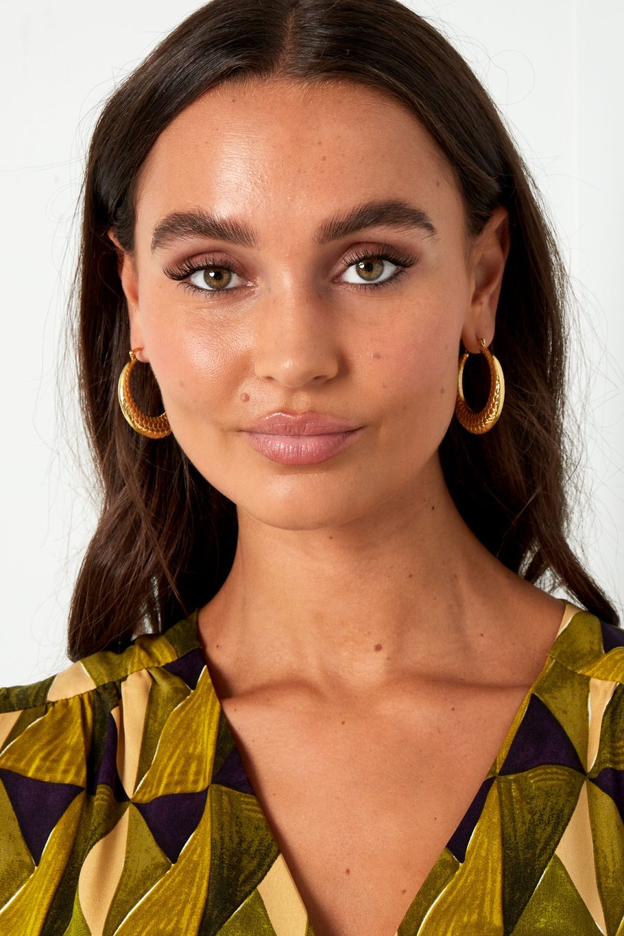 boucles d'oreilles rondes avec imprimé - couleur or Image4
