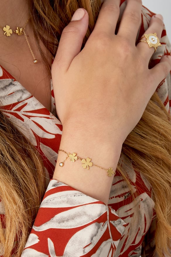 bracelet three clovers and stone 2