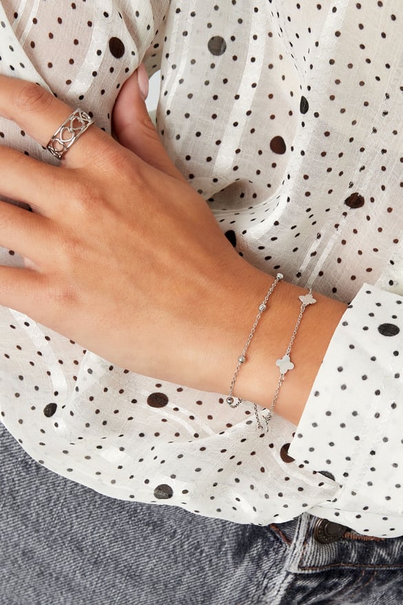 bracciale doppio trifoglio/palline - colore oro