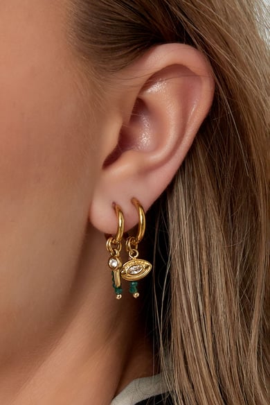 Orecchini perline con ciondolo - Colore oro/verde h5 Immagine2