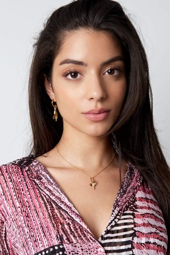 Hand symbol earrings - Gold color/purple