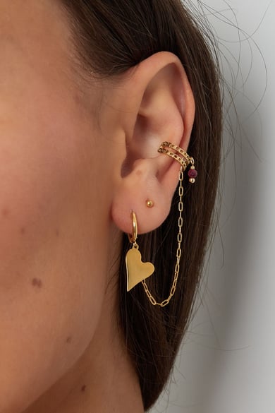 Ohrring &amp; Ohrschmuck Herz – Goldfarbe/grün h5 Bild3