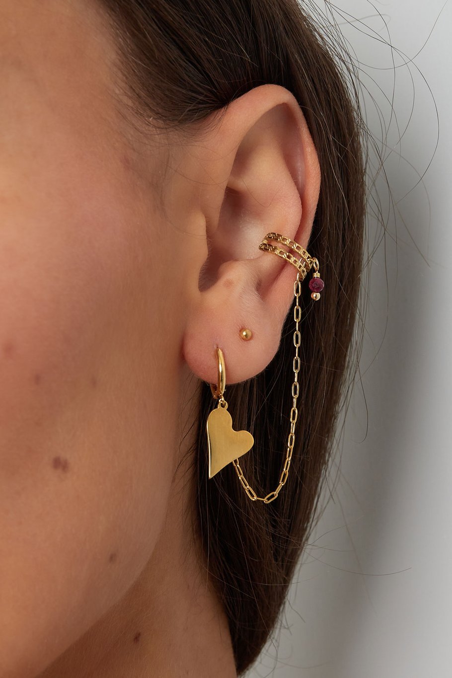 Ohrring &amp; Ohrschmuck Herz – Goldfarbe/grün Bild3