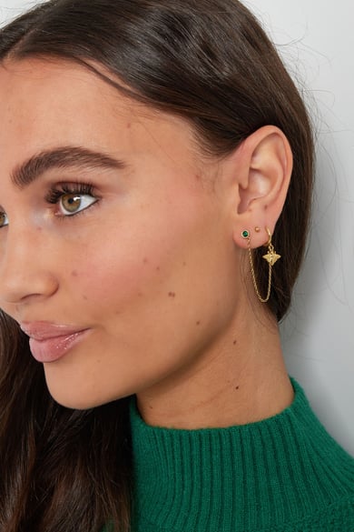 Earrings &amp; stone - Gold color/purple h5 Picture2