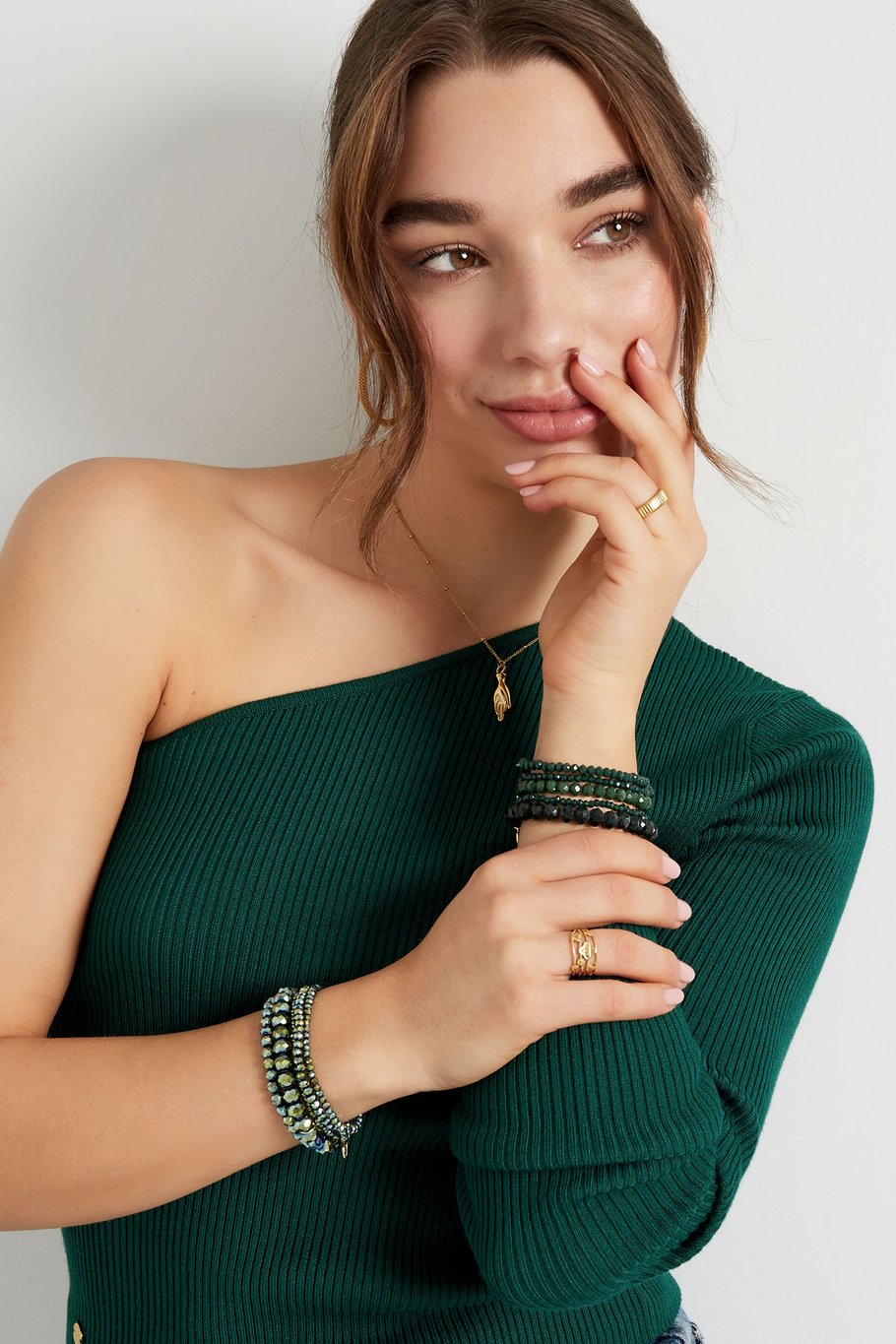 Lot de 5 bracelets en cristal vert - turquoise Image7