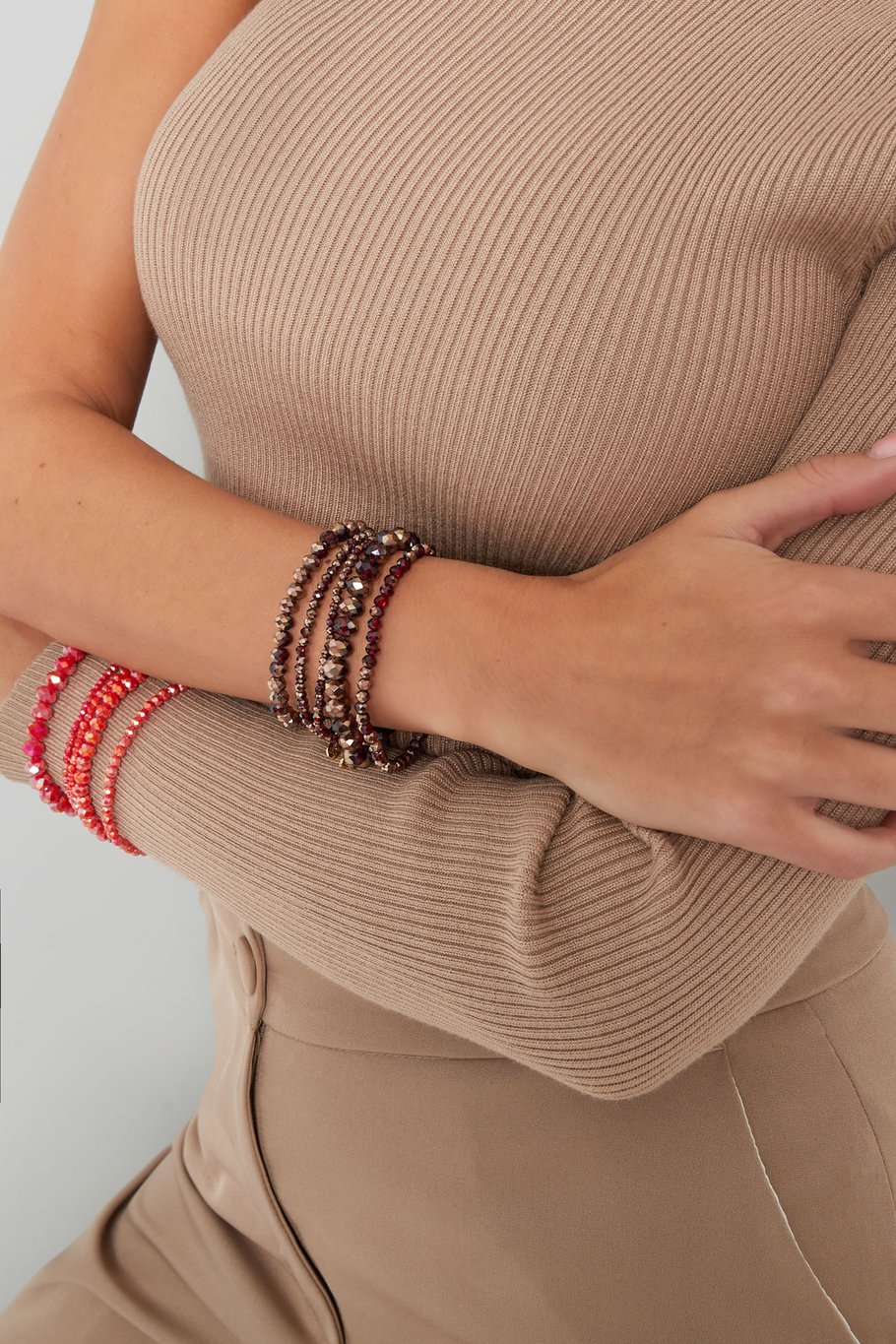Juego de 5 pulseras de cristal - cereza Imagen3