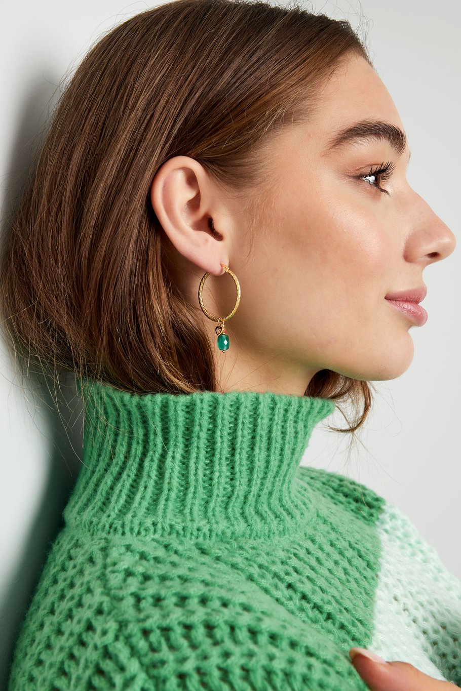 Oorbellen kralen party - Goud kleur/groen Afbeelding4