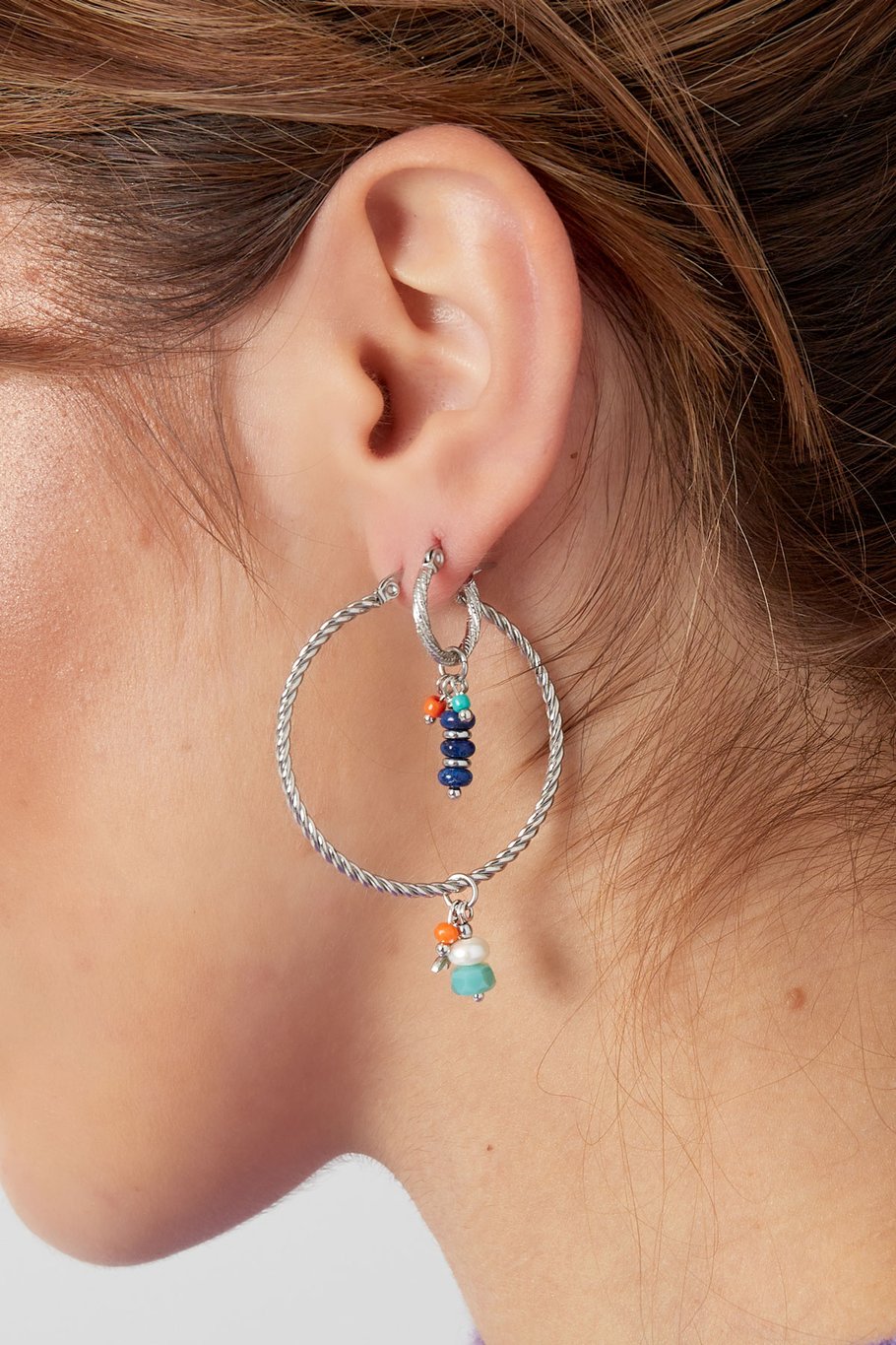 twisted earrings with natural stone charm Picture3
