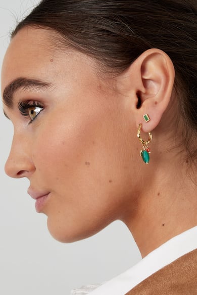 Earrings with twist and blue stone - Gold color/blue h5 Picture2