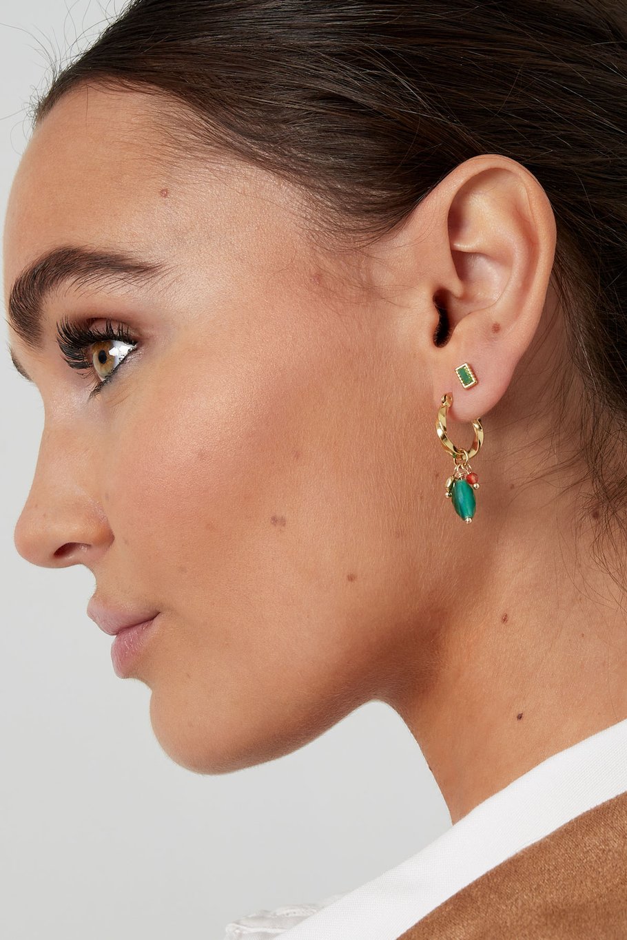 Earrings with twist and blue stone - Gold color/blue Picture2