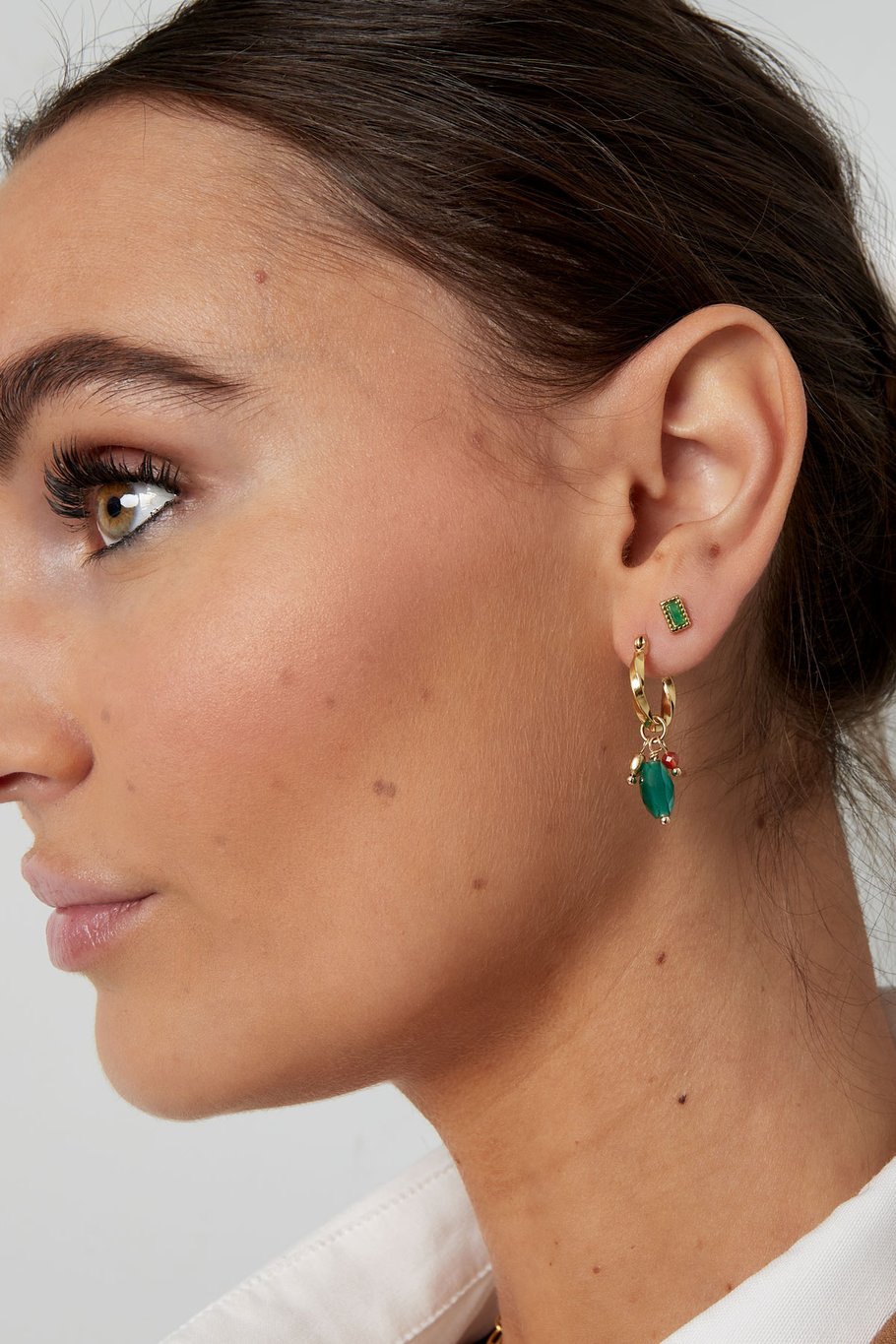 Earrings with twist and blue stone - Gold color/blue Picture4