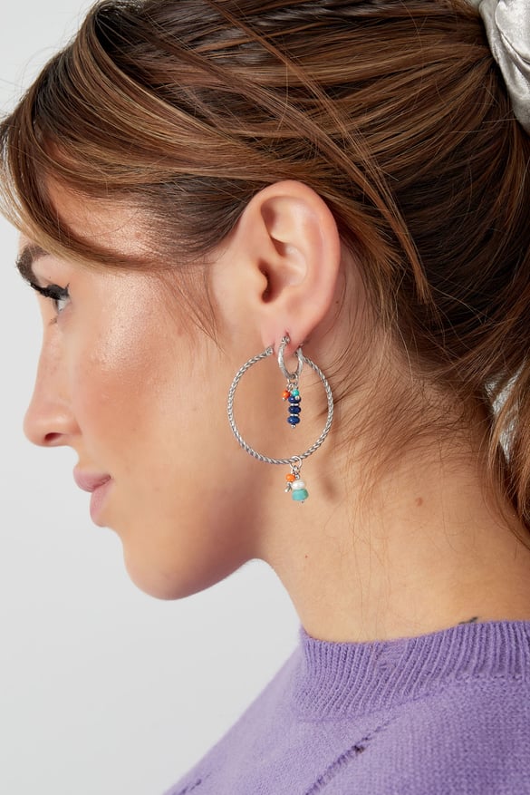 Earrings beads party blue - Gold color/blue