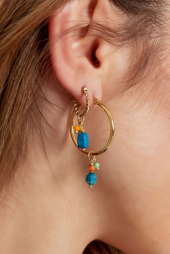 orecchini pietra blu intrecciata - colore oro 2