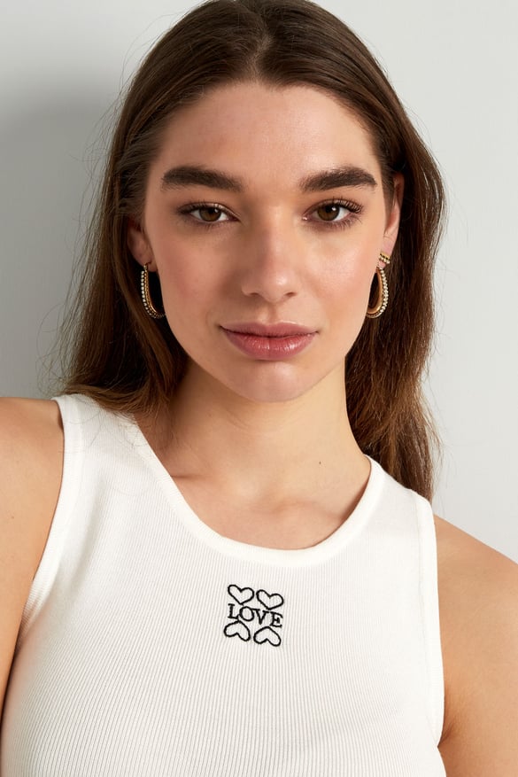 Boucle d'oreille forme goutte avec pierres avec boules - doré 2