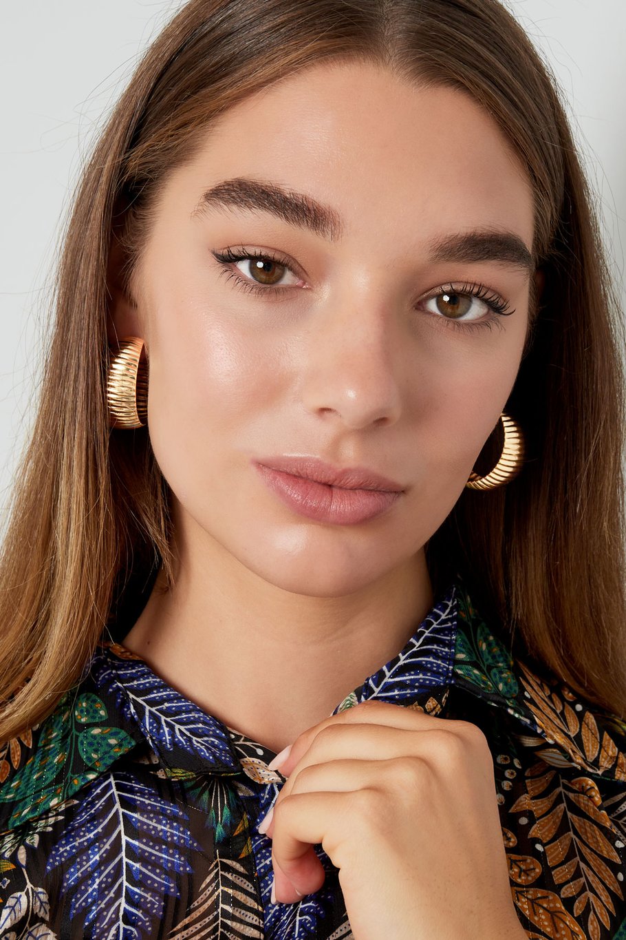 Earrings coarse stripes print - Silver Color color Picture2