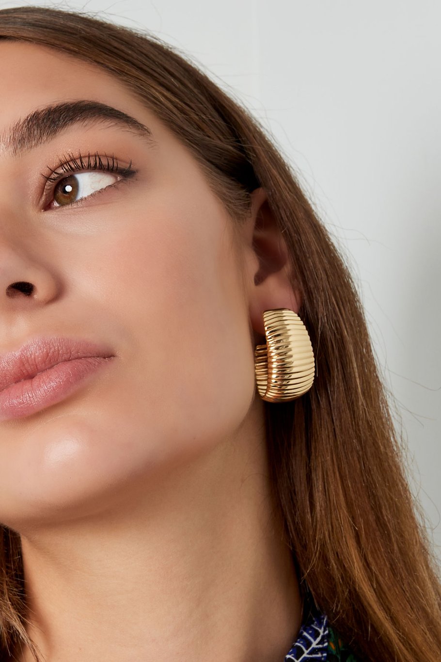 Earrings coarse stripes print - Silver Color color Picture3