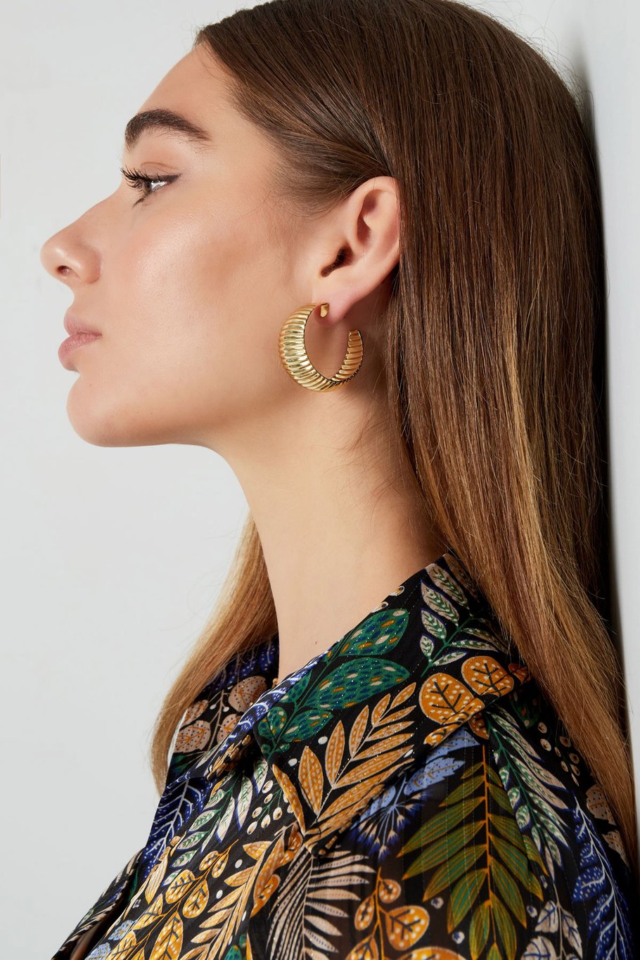 Earrings coarse stripes print - Silver Color color Picture4