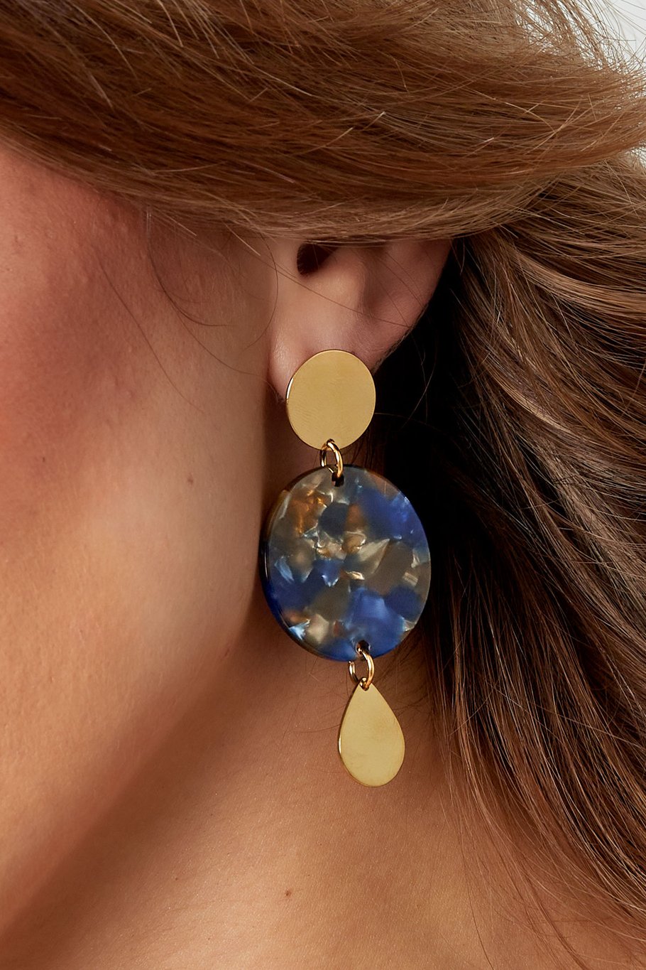 Boucles d'oreilles 3 fois rondes - doré/vert Image3