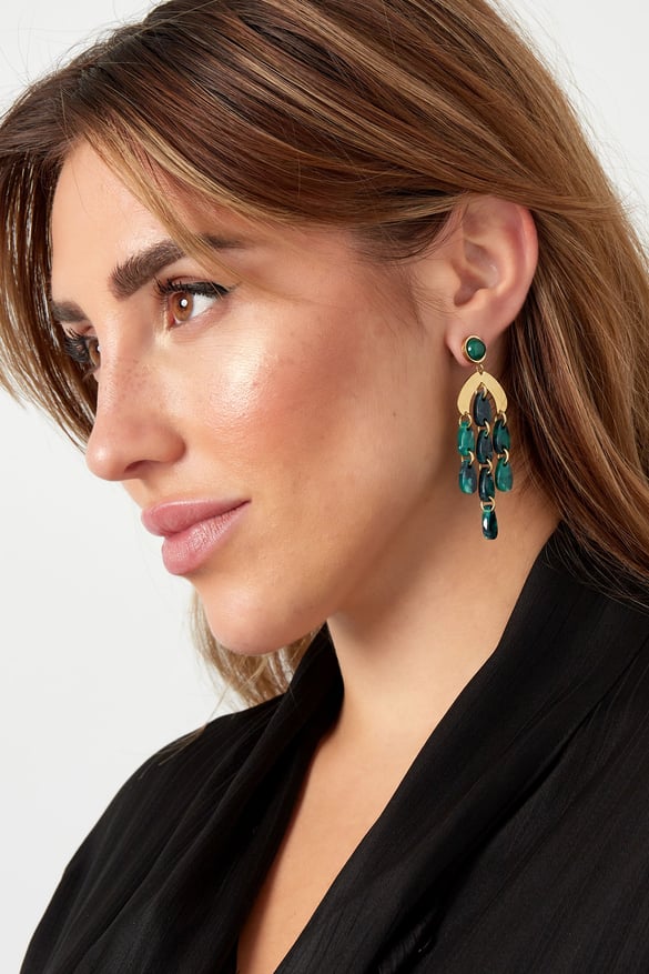 Pendientes monedas de colores - Color dorado/azul
