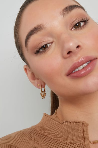 Earrings with stones garland - Gold color/black h5 Picture4