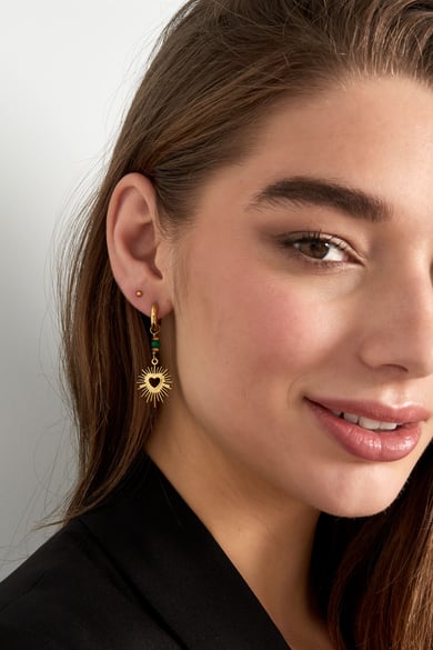 Earrings heart with stone - Gold color/purple h5 Picture2