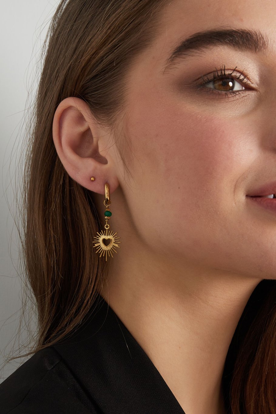 Earrings heart with stone - Gold color/purple Picture4