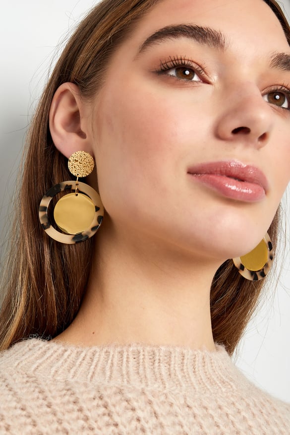 Pendientes círculos con estampado - Color dorado/lila 2