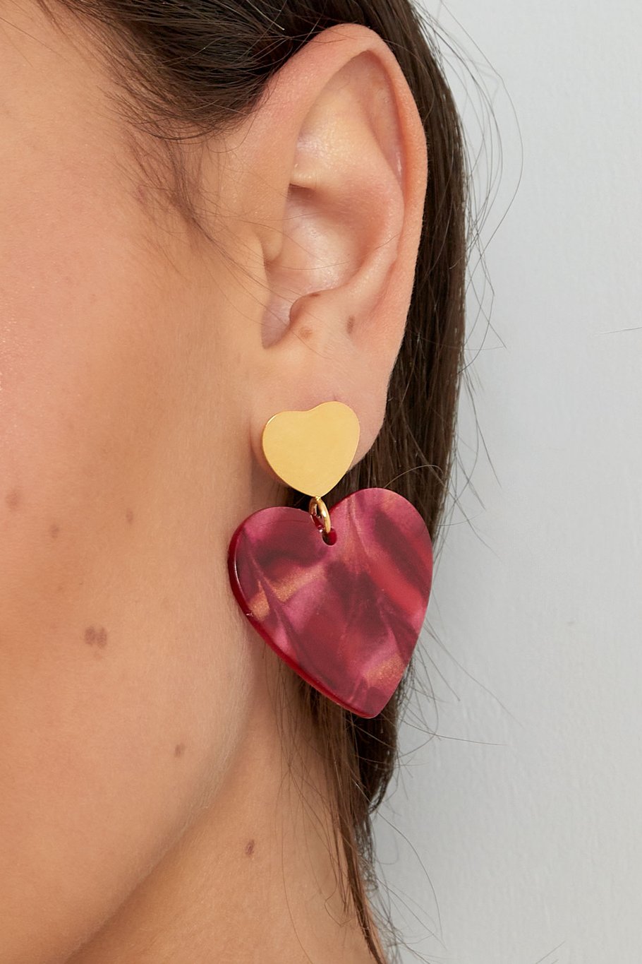 Orecchini doppio cuore - Colore oro/viola Immagine3