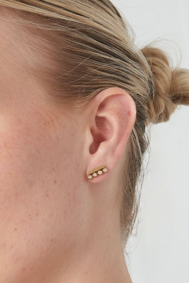 Ohrstecker mit fünf Diamanten - Goldfarbe  h5 Bild2