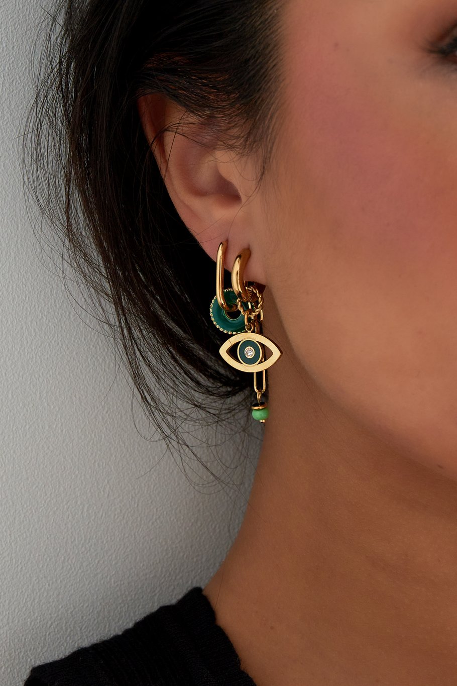 Ohrringe Auge See You - Grüngold Bild3
