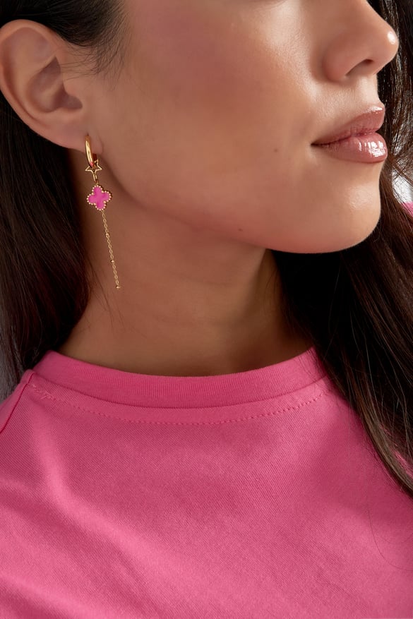 oorbellen clover night - roze 