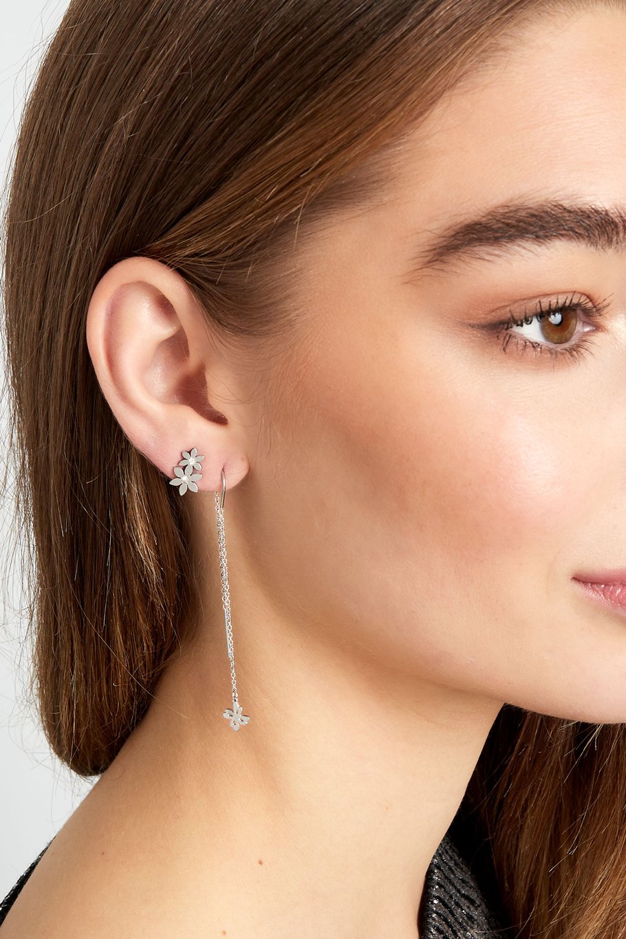 boucle d'oreille clou double fleur Image2