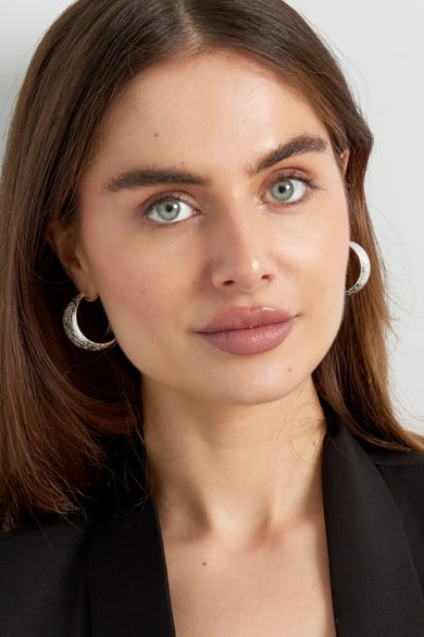 Earrings moon brushed - Silver Color color h5 Picture2