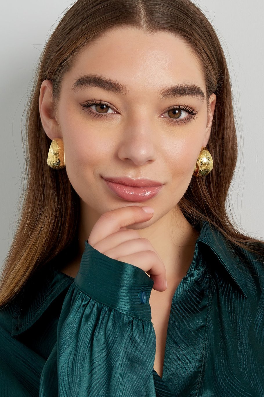 Earrings moon brushed - Silver Color color Picture3