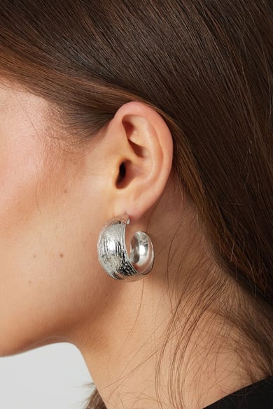 Earrings moon brushed - Silver Color color h5 Picture4