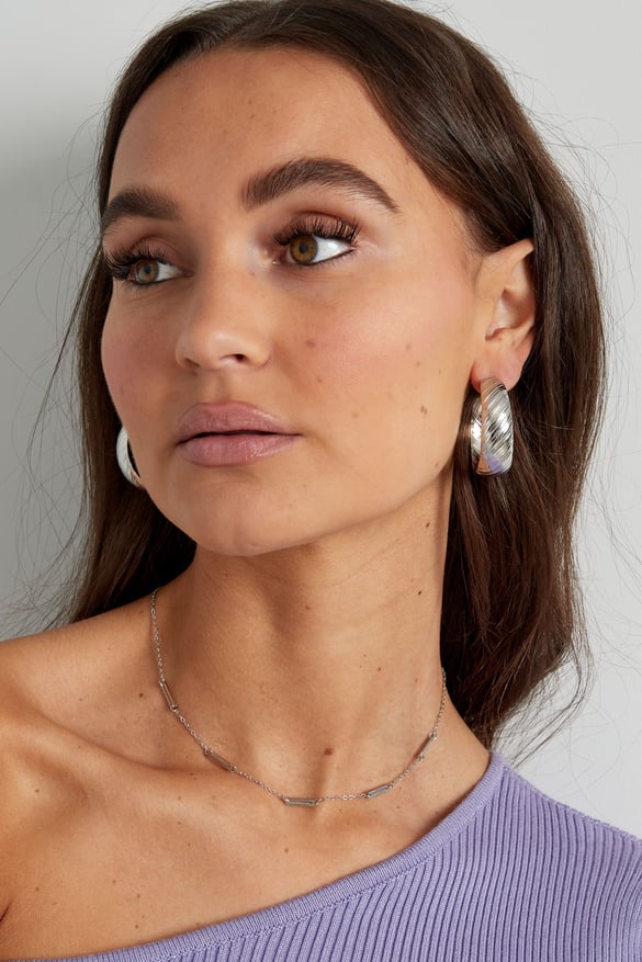 Earrings stripe detail - Silver Color color 2